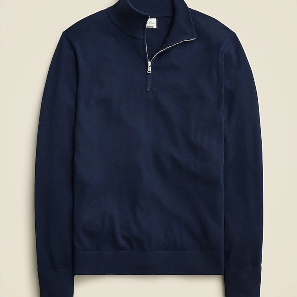 J.Crew Men’s Navy Mock Neck Quarter Zip Pullover | Size Small | 100% Cotton